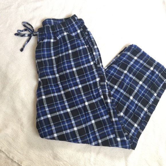 Fruit of the Loom Men/'s Flannel Lounge Pants Navy Plaid XL Size